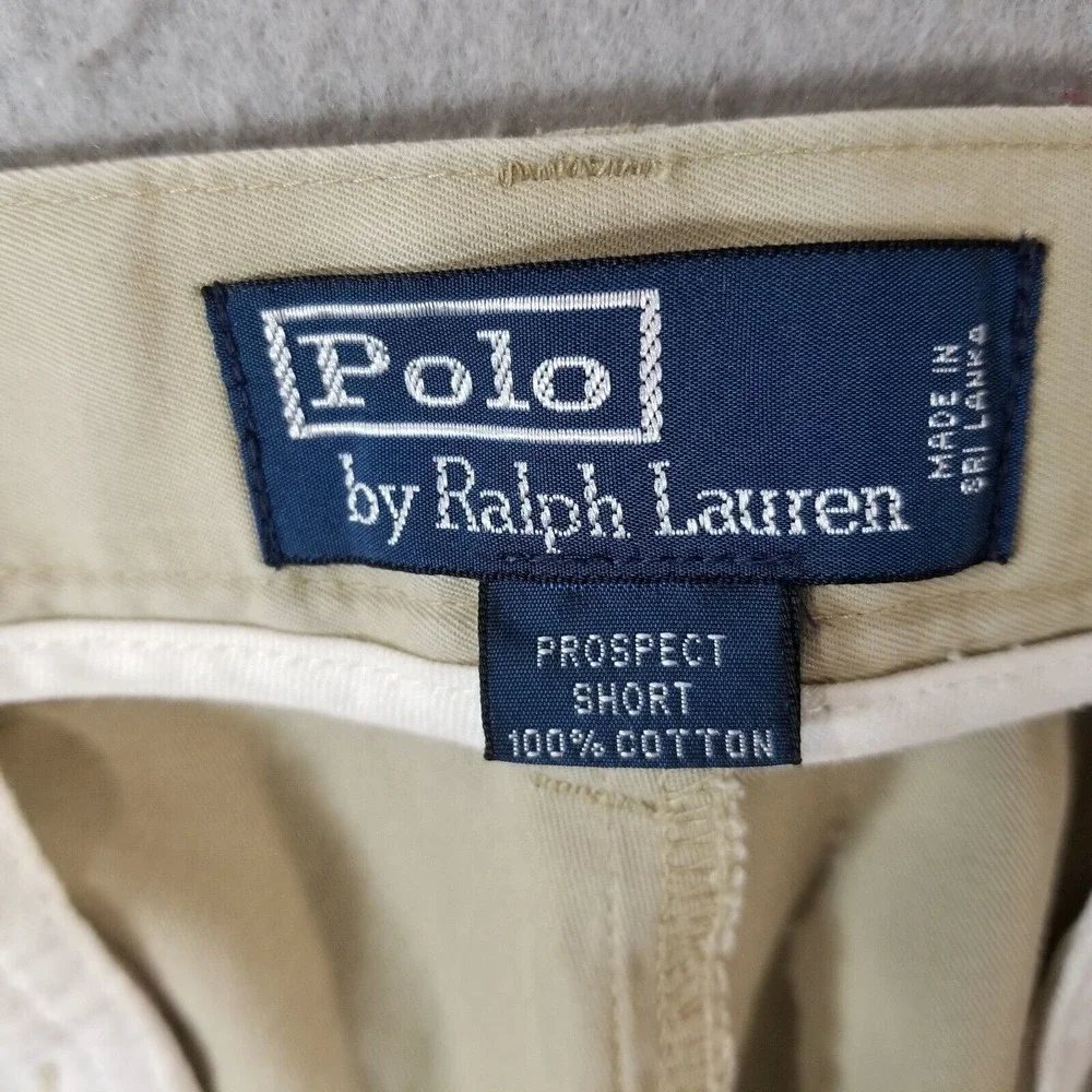 Polo Ralph Lauren shorts men's 34x9 beige‎ tan cotton Outdoor preppy
